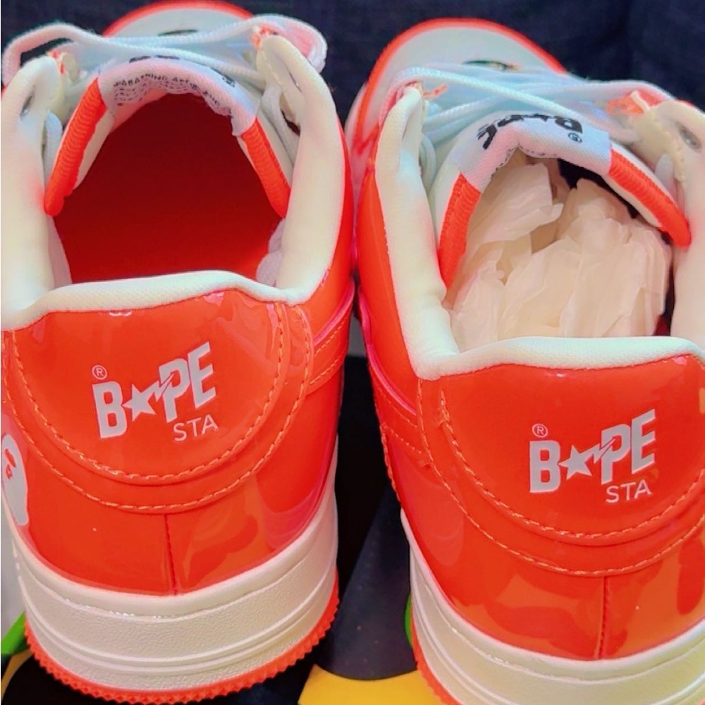 Bape Red Sneakers Vibrant Streetwear Design